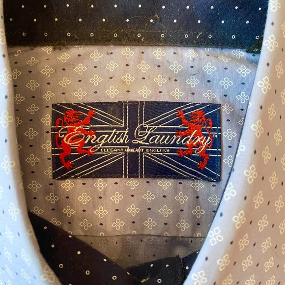 English Laundry Blue Patterned Dress Shirt - Picture 6 of 10